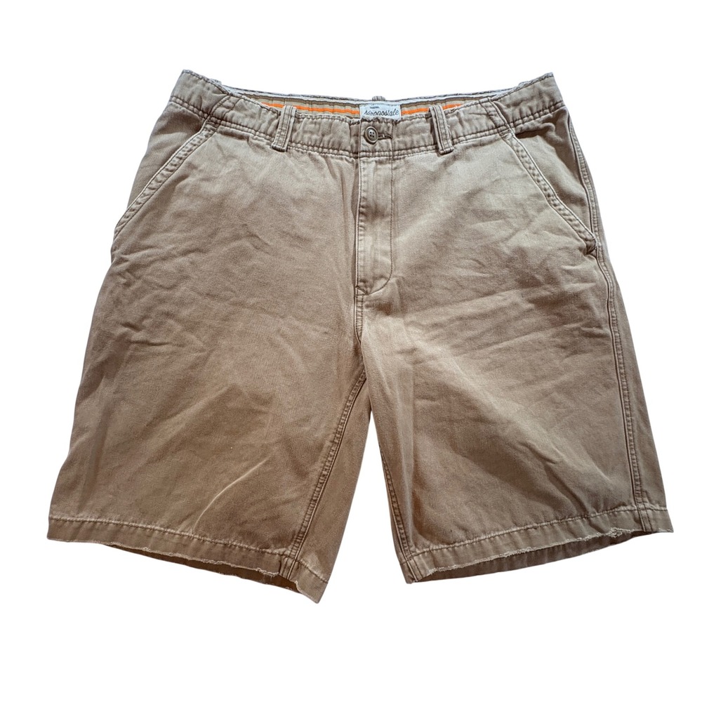 Aeropostale Chino Shorts Mens 38 Khaki Tan Cotton Flat Front Casual Twill